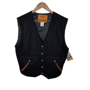 Schaefer Outfitter Mens Western Stockman Vest Size L Black Wool Cowboy Rodeo USA